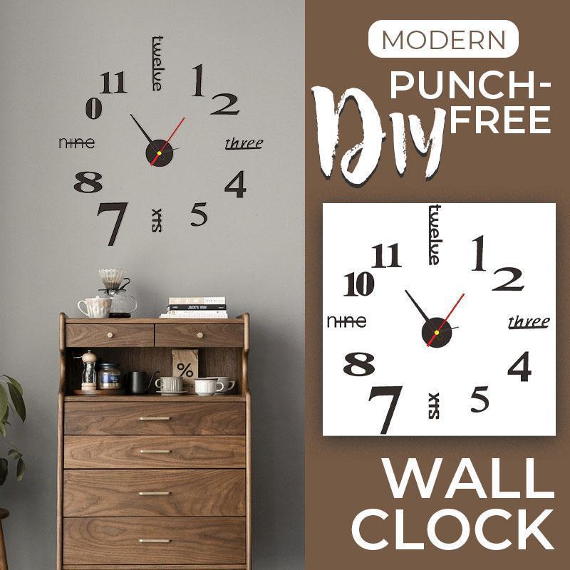 Horloge murale moderne DIY sans poinçon